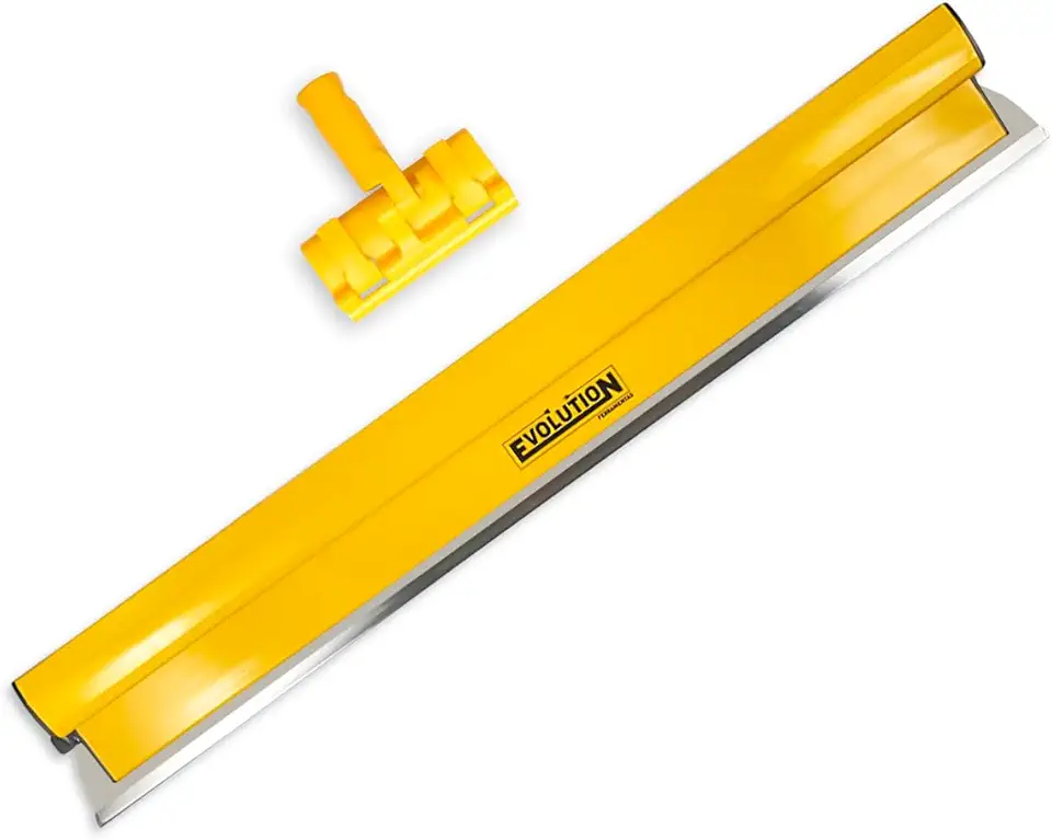 Desempenadeira Berox para massa acrílica 100cm em Aço Inoxidável Evolution + Suporte Alongador para Massa Corrida e Textura Kit Profissional - Amarelo
