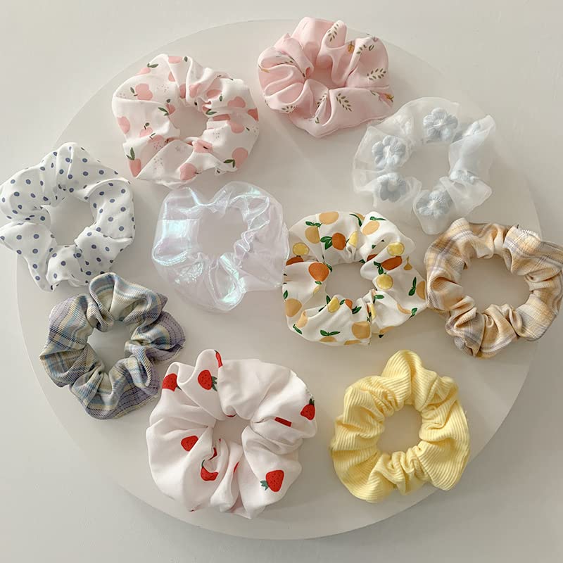 5/10 sztuk/zestaw Flower Print gumki do włosów dla kobiet dziewczyn śliczne elastyczne gumki do włosów opaski z pałąkiem na głowę opaski gumowe akcesoria do włosów-5-10 sztuk (14)