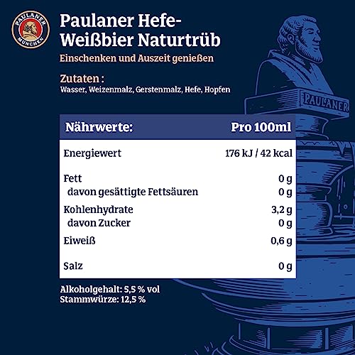 Paulaner Hefe-Weißbier Naturtrüb• Weizenbier spritzig-mild•EINWEG (24x0,5l)