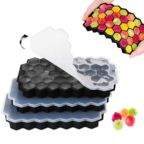 3 Pcs Cubiteras para Hielo Silicona con Tapas Extraíbles, Molde Hielo Silicona de fácil desmoldeo, hielera Silicona sin BPA para Congelarse Alimentos para Bebés, Cola,Cócteles Cola Whisky