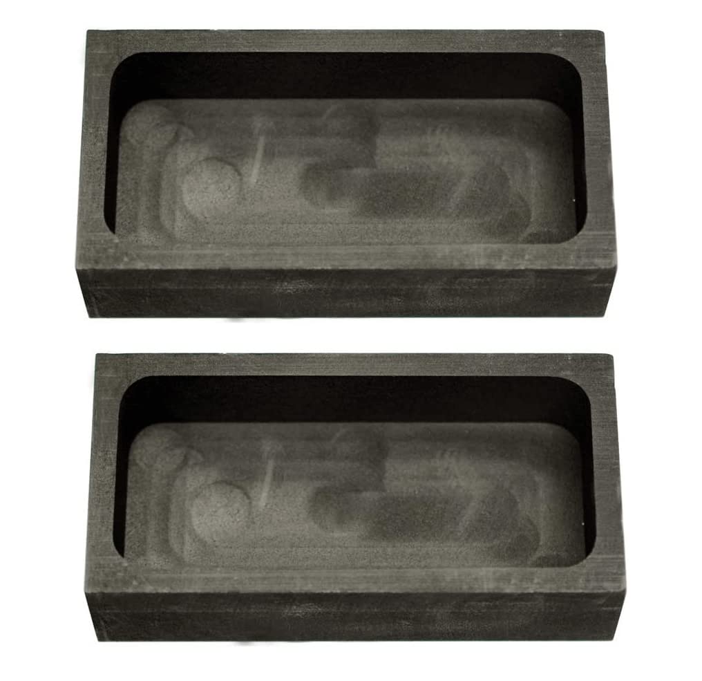 LLF Gold Silver Graphite Ingot Mold Mould Crucible for Melting Casting Refining (2pcs 1kg (100x50x25MM))
