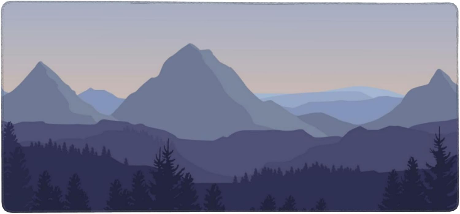 Large Gaming Mouse Pad Black Topographic Contour Mouse Pad with Stitched Edges & Nonslip Rubber Base Extended XXL Long Mousepad Big Desk Mat for Company Office Work, 35.4 x 15.7 in