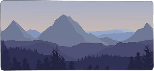 Alfombrilla de mouse grande para juegos, paisaje de bosque de montaña, con bordes cosidos y base de goma antideslizante, alfombrilla de mouse larga