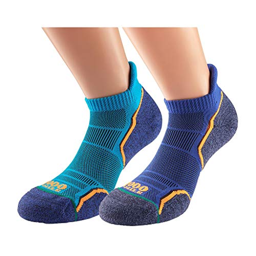 1000 Mile Running Sock Run Socklet Mens (Twin Pack) - Kingfisher/Navy (Medium)