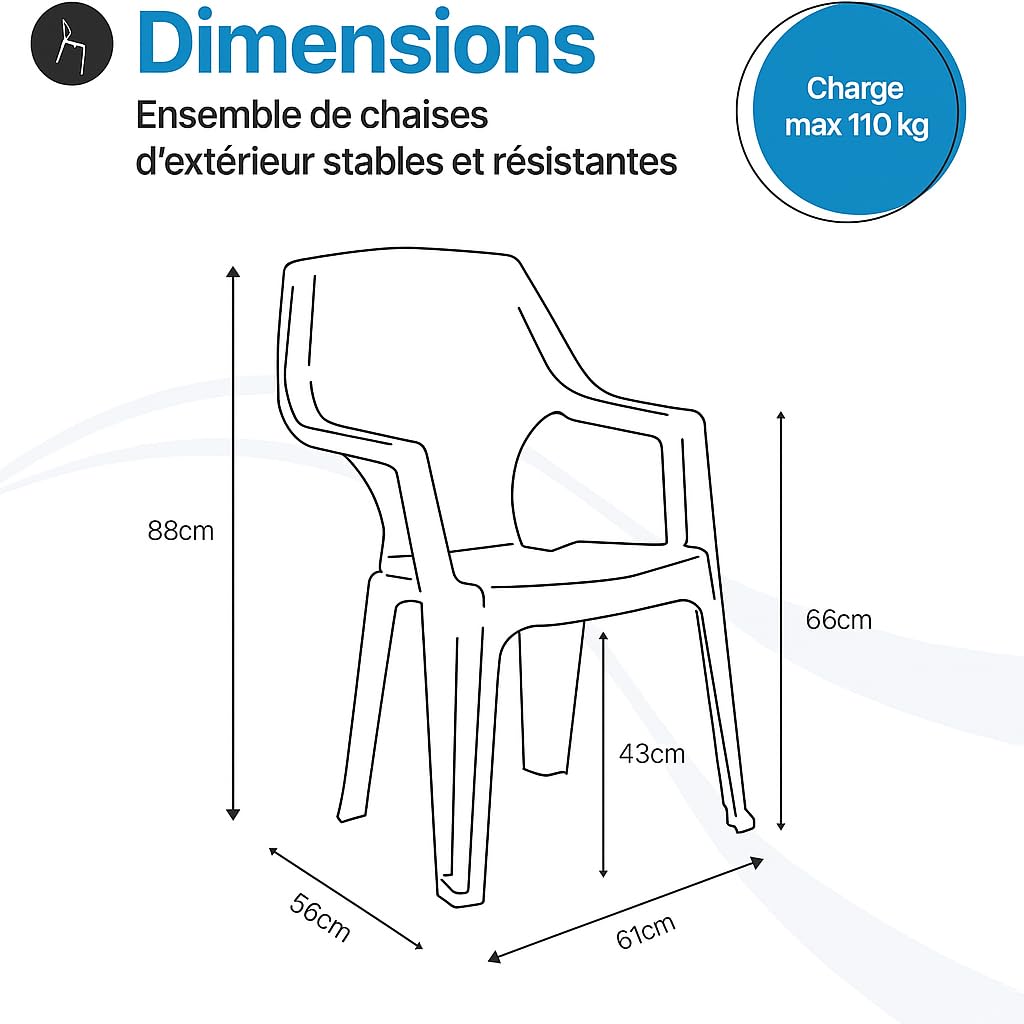 Tomaino - Ensemble de chaises de Jardin empilables en Plastique -Chaise d'extérieur en Plastique Effet Bois (Noir)