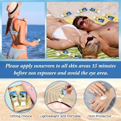 Dansib 72 Pcs Mini Sunscreen Bulk for Summer Party Wedding SPF 30 Water Resistant Sunscreen Lotion Bulk 1oz Travel Size for Thank You Gifts Wedding Party Supplies (Summer Vacation)
