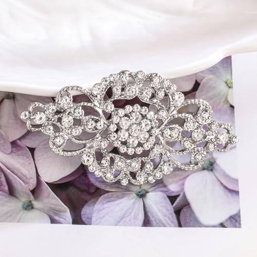Vintage Wedding Bridal Crystal Art Deco Rhinestone Brooch Pin3
