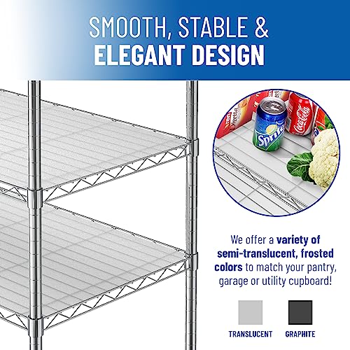 Shelf Liners For Wire Shelf System - Set Of 4 In Graphite - 18 X 36 Inch - Plastic Wire Shelving Shelf Mats - Made In Usa #TOP5