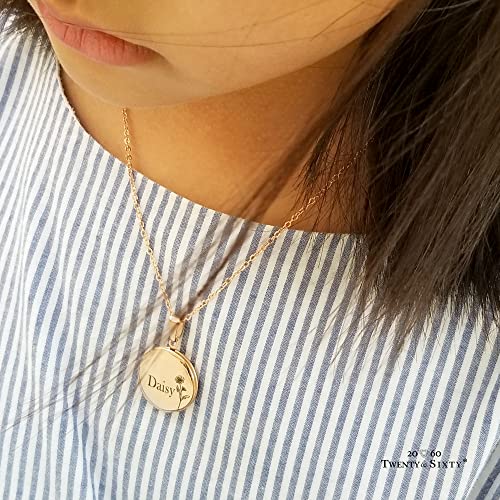 Twenty&Sixty Personalized Circle Locket Necklace for Women, Girl, Kids, Holds Pictures, Birth Flower Personalized & Engraved Picture Locket Necklace Gold/Silver/RoseGold - Thumbnail 7