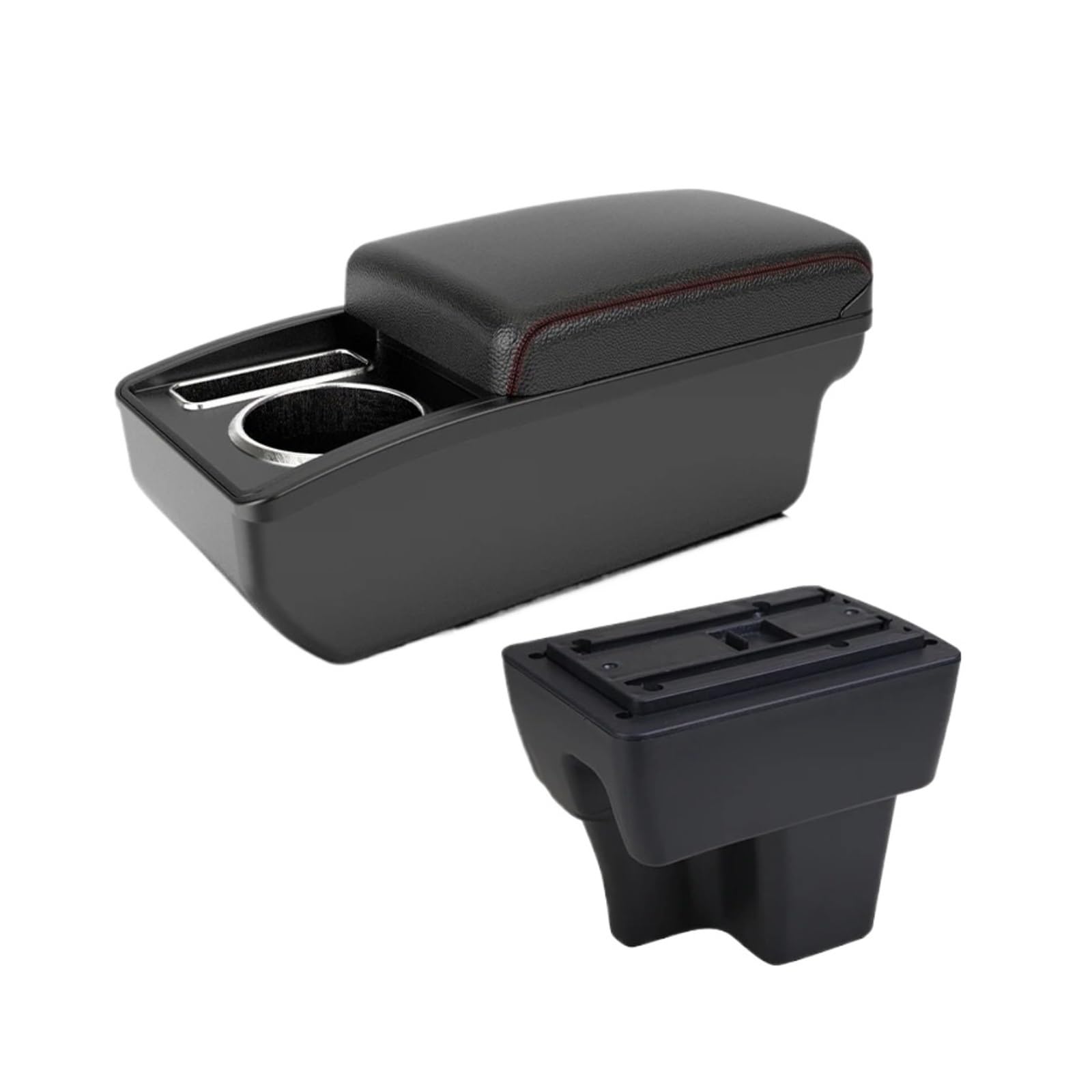 Umdjju A1 Black Red No Usb For Proton For Wira Armrest Box Car Interior Modification Center Console Upgrade Double-Layer Storage Accessories Car Centre Console Armrest Box(A1 Black Red No Usb)