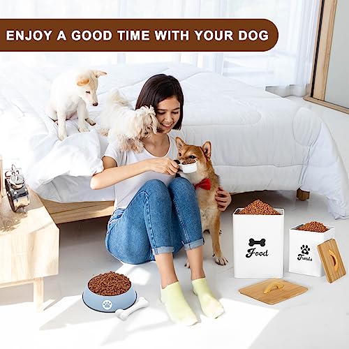 Dog Treat Container 2PCS, Dog Food Storage Container with Lids Airtight, Dog Treat Jars for Kitchen Counter-7+3Lbs, Small Dog Cookie Jar for Storage, (Upgraded) White - Image 4