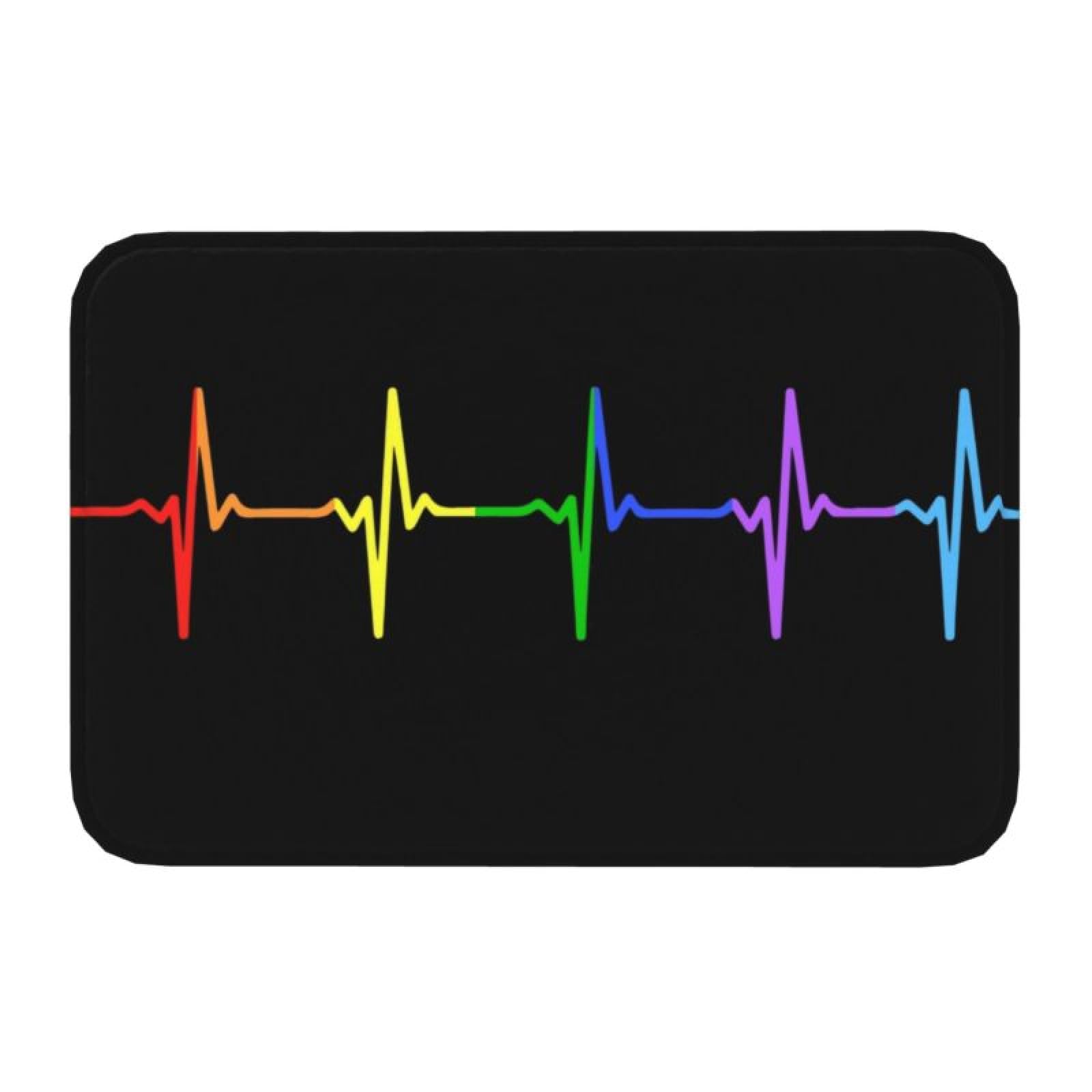 Paillassons pour entrée Rainbow Heartbeat LGBT tapis antidérapant de sol