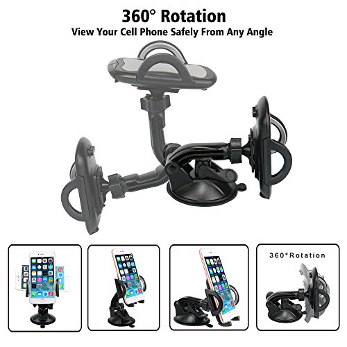 Car Phone Mount,OHLPRO Cell Phone Holder Car Dash Windshield Dashboard Universal 360°Adjustable Rotating for iPhone Samsung Sony Google All 4"- 6.4" Smartphones (Silver)