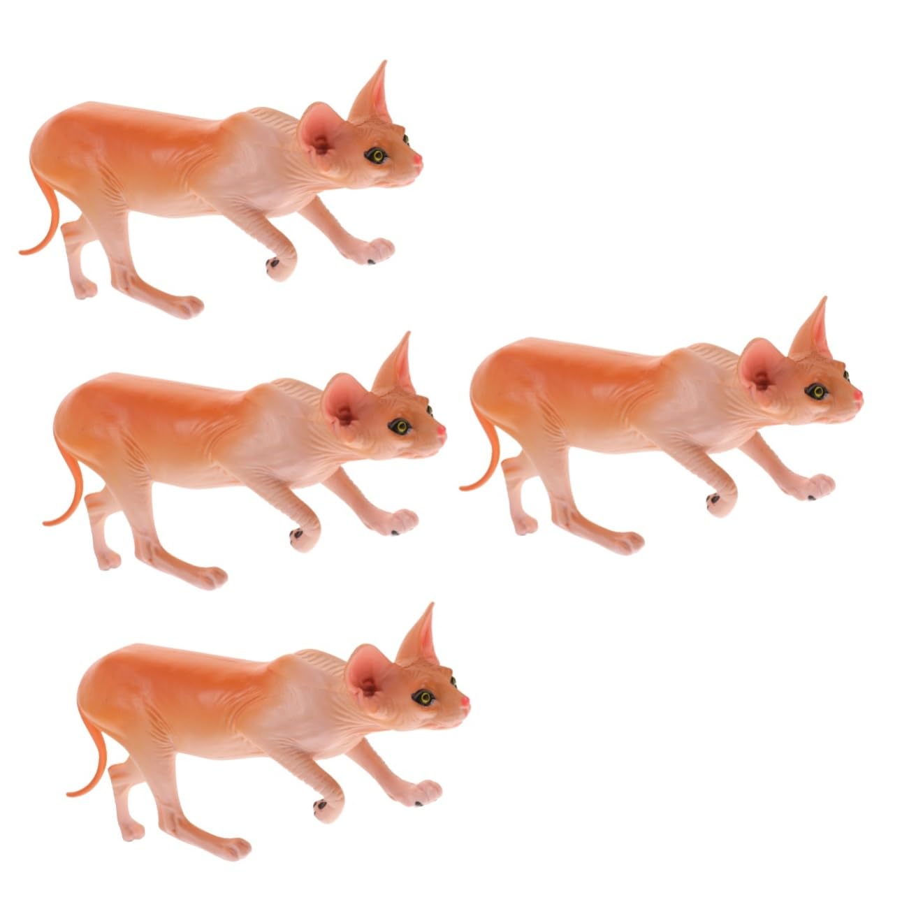 Garneck 4pcs Hairless Cat Model Simulation Cat Toy Desktop Cat Decor Small Cat Figurine Cute Cat Sculpture Hairless Cat Statue Cat Ornament Jschlatt Artificial Plastic Animal Cat Child