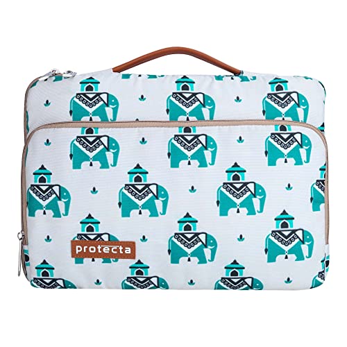 Protecta Oscar 360˚ Protection Waterproof 14 Inch Laptop Bag for Men & Women Ideal for Office & College with Soft Interiors & Retractable Handle - (Elephants Print)