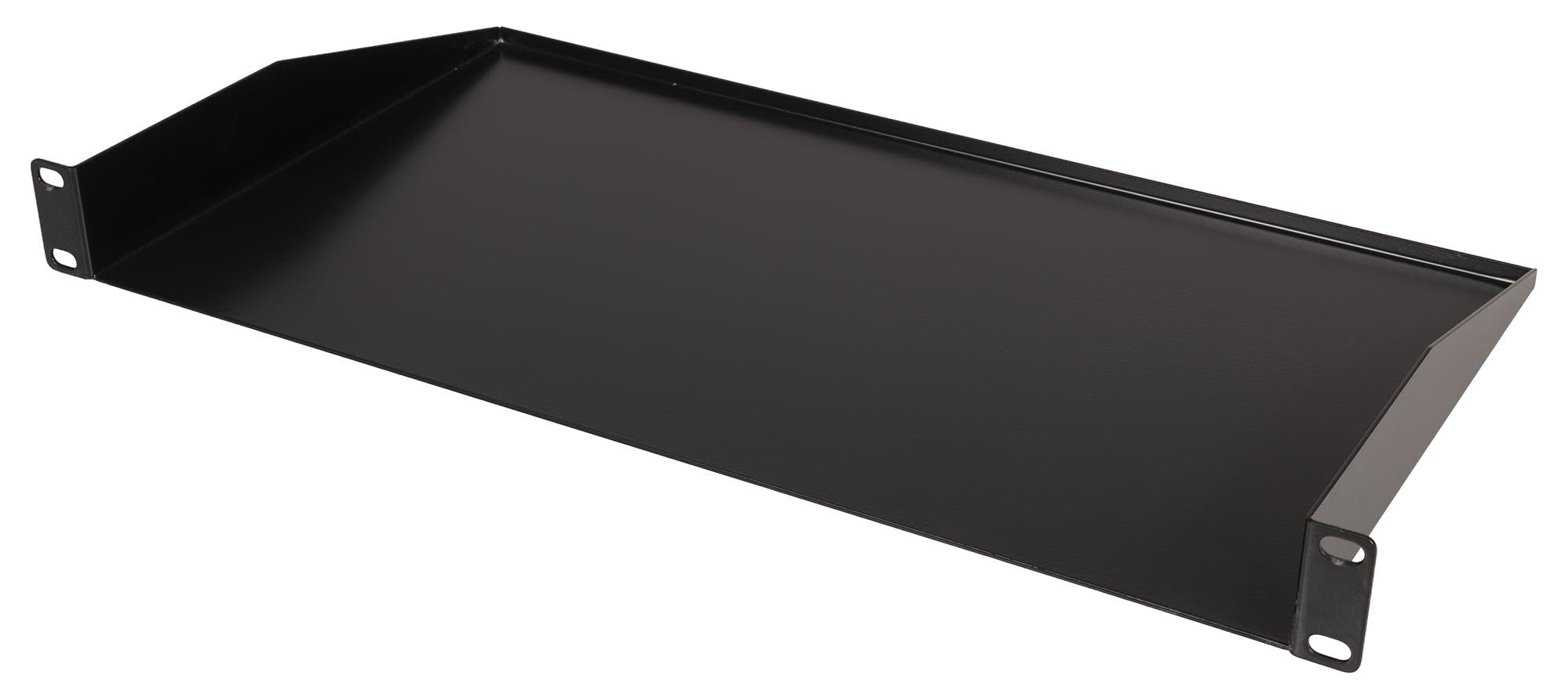 PULSE 19” 1U Rack Shelf, 250mm Depth, Heavy Duty 1.5mm Steel, Black Powder Coated, Slim Space-Saving Rackmount Storage for Servers, Audio Equipment, Electronics - RKSS-1U250