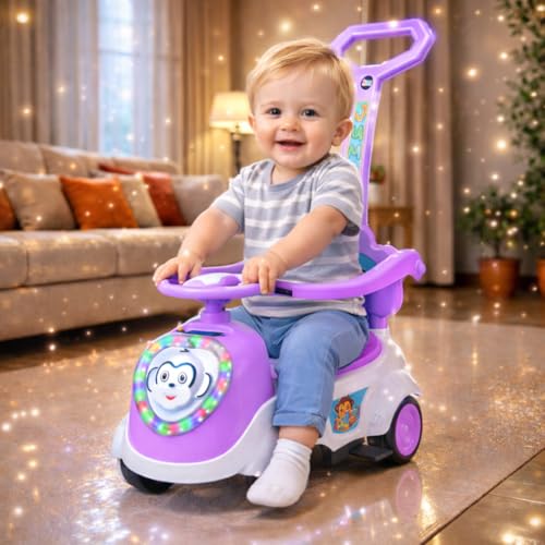Image of Little Pup Musical Ride On Push Scooter for Kids with Lights & Sound, Parent Handle & Steering | Ride-On Toy for Babies (9 Months to 3 Years) | Indoor Outdoor Use