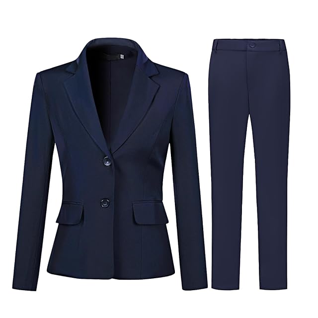 YUNCLOS Womens Formal Two Piece Office Lady Suit Set Work Blazer Jacket Pant