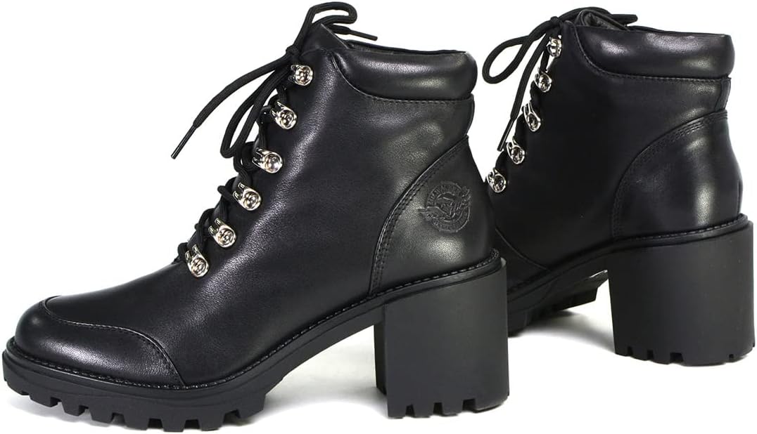 Milwaukee Leather Women's Devine Black Leather Lace to Toe Boots with Platform Heel MBL9439