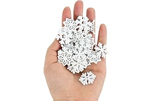 Rustic 150-Piece White Wooden Snowflake Ornaments for Christmas