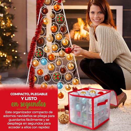 Miniatura 5 de Caja Para Guardar Adornos De Navidad - Caja De Almacenaje Con Compartimentos Para Guardar Adornos Navideños - Bolsa Para Guardar 64 Bolas De Navidad