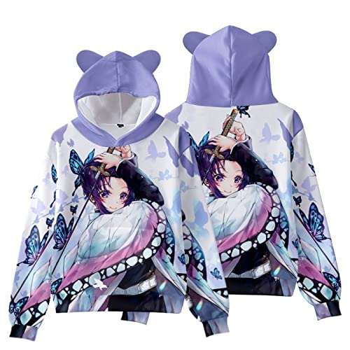 Moletom com capuz anime demônio impresso em 3D fofo com orelhas de mouse para fãs de anime mulheres