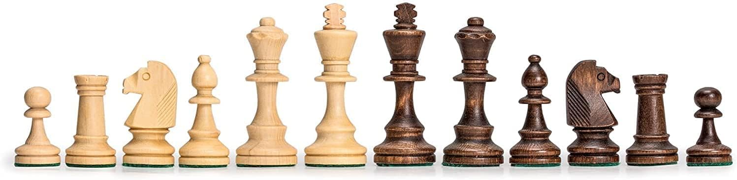Wegiel Handmade Jowisz Professional Tournament Chess Set - Wooden 16 Inch Folding Board with Felt Base & Hand Carved Chess Pieces - Compartment Inside The Board to Store Each Piece