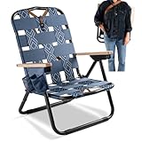 CleverMade Kove Twilight Blue Beach Camping Chair, Hands Free Carrying Strap +...