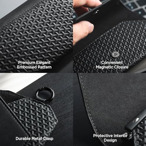 Image of VULKIT Portable Leather Eye Glasses Case for Women & Men, Slim Sunglass Case, Unisex Eyeglass Case