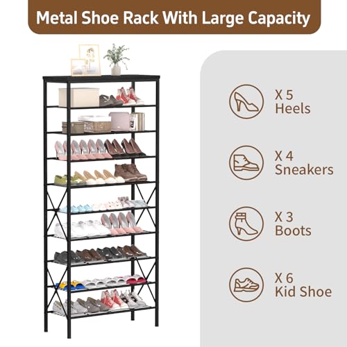 Image of 10 Tiers Shoe Storage Organizer, Large Capacity Shoe Shelf Holds 32 Pairs of Shoes,Black
