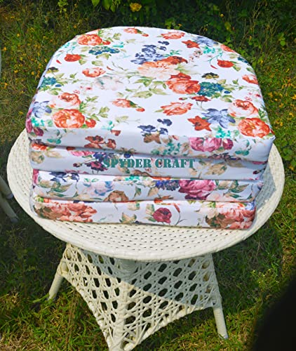 Image of Anaya Decor D-8 Chairs Table Set 4+1 Wicker Patio Furniture Sets 4 Chair and 1 Table with Cushions for Garden Balcony Bedroom Powder Coated Frame Uv Protected Wicker (White)