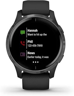 Garmin Relógio inteligente GPS Venu AMOLED 010-02173-11 - moldura de aço inoxidável com capa preta e pulseira de silicone (reformado)