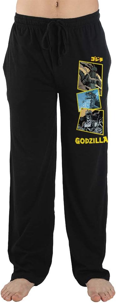 Godzilla Monster Comic Style Graphic Mens Black Sleep Pajama Pants