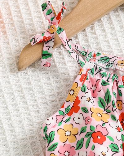Image of Weebaby Baby Clothes Girl Toddler Summer Outfits Infant Casual Sleeveless Halter Ruffle Tank Cute Short Set Baby Clothing
