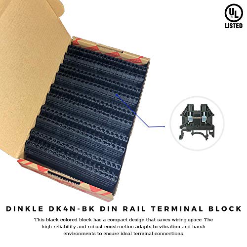Dinkle Dk4N-Bk Din Rail Terminal Block Screw Type Ul 600V 30A 10-22Awg, Pack Of 100 #TOP2