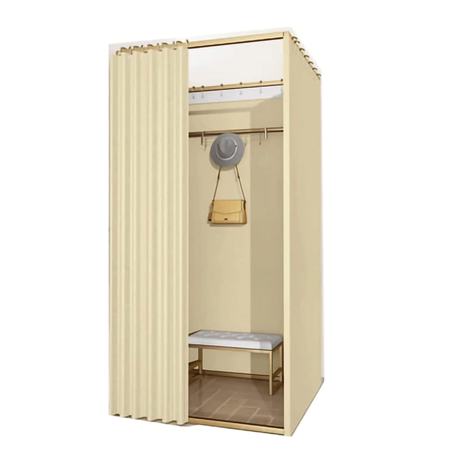 Vestiaire portable carré avec structure métallique pour cabine d'essayage magasin
