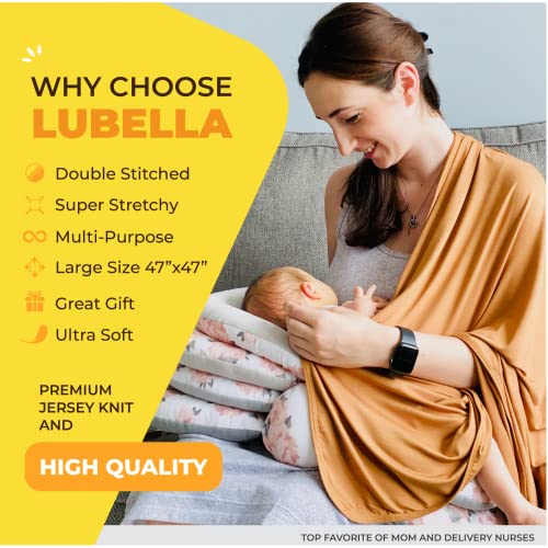 Lubella Supply Company Large Stretchy Swaddle Blankets 47" - Newborn Bamboo Swaddle And Hat Set - Jersey Receiving Baby Blanket For Boys & Girls - Soft Stretch Infant Wrap 0-3 Months (Desert Color) #TOP1