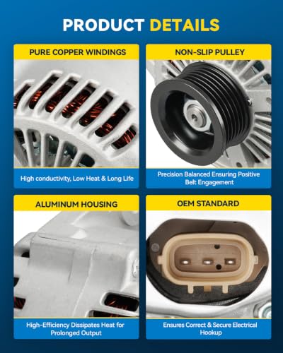 Image of PHILTOP 11190N Alternator Compatible with Hyundai Santa Fe 2007-2009 2.7L