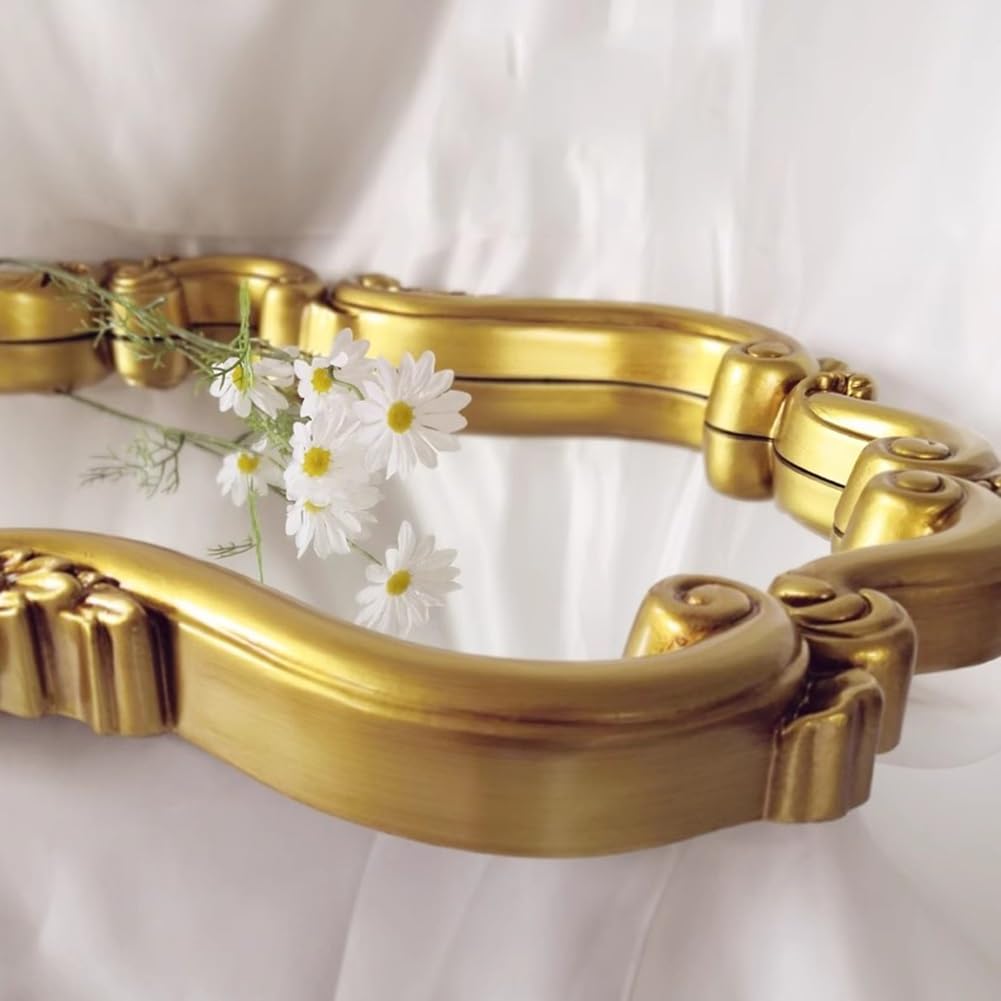 Barokowe Francuskie Zabytkowe Dekoracyjne Lustro Ścienne, Duże Nieregularne Lustro Łazienkowe do Slaapkamer Woonkamer Dressoir(Gold)