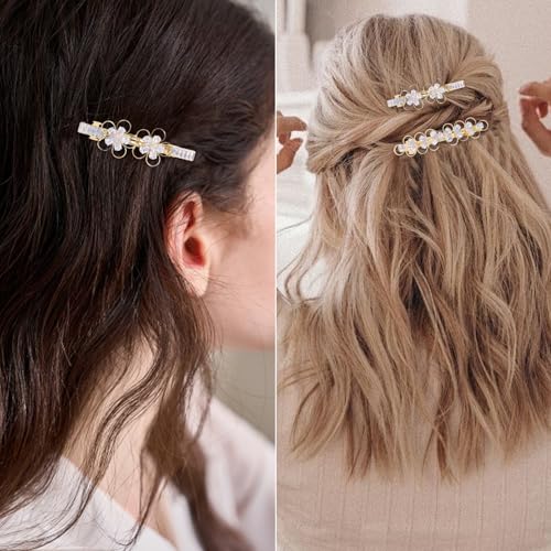 Pinzas para cabello doradas con cristales, pack 2 piezas miniatura 7
