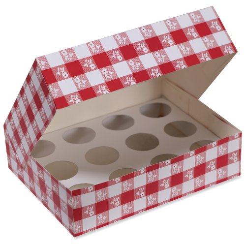 Creative Converting Cupcake Box, Red Gingham