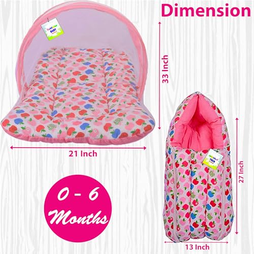 Image of Toddylon Baby Bedding Set New Born Baby Bed Mosquito Net | Carry Bag|Sheets | Essentials Combo (0-6 Months) (4PCS Set)