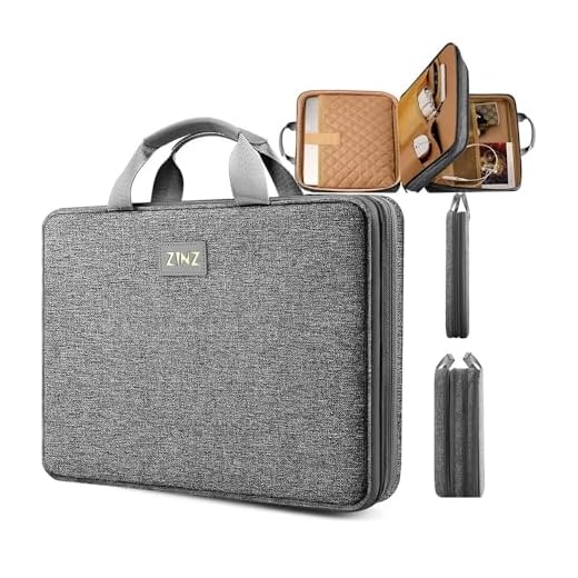 ZINZ 13,3 Pulgadas Maletín Mejorado con Funda para Portátil Delgado y Expandible Compatible con Todos los Modelos de MacBook de 13 y 14 Pulgadas y la Mayoría de los Portátiles de 13"-14", Gris oscuro