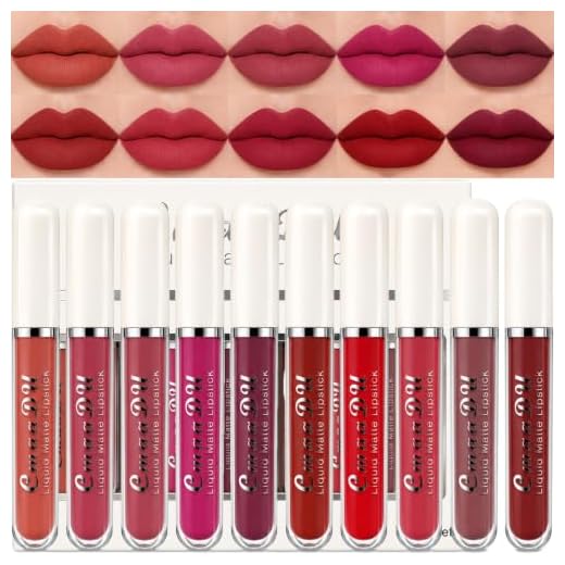 MooGlamor 10 Pcs Matte Liquid Lipsticks Set for Women Lip Makeup