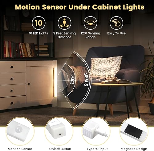 Image of PSP 2Watt Dim Motion Sensor LED Light | 1Y Warranty | Rechargeable with Type-C Port | Magnetic Mounts (Warm White - 50CM)