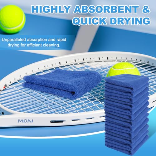 Image of 12 Pack 100% Cotton Wash Cloth, 12x12 Inch Highly Absorbent and Soft Feel Fingertip Towels, Machine Washable Washcloths for Bathroom, Gym, Hotel, Spa and Kitchen, Blue