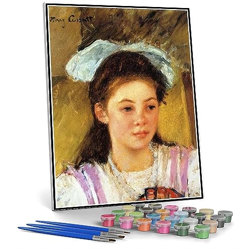 Kit per dipingere con i numeri, per adulti e bambini, Ellen Mary Cassatt con un grande fiocco tra i capelli, pittura a olio fai da te di Mary Stevenson Cassatt