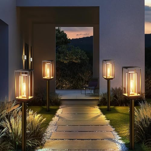 Solarlampen für Außen Garten, 2 Stück Moderne Solarleuchten für Außen mit 1200mAh, Solarleuchten für Garten mit Warmweiß Wolfram,Wassserdicht Solar Garten Deko für Balkon Terrase Rasen Hof(73cm)
