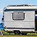 RV Push-out Window, 29.5*19.69in RV Window with Window Screen and 3 Practical Handles, 65° Opens and Closes Angle, RV Exit Window for RVs, Trailers, Pickup Trucks (1.18in Installation Wall Thickness)