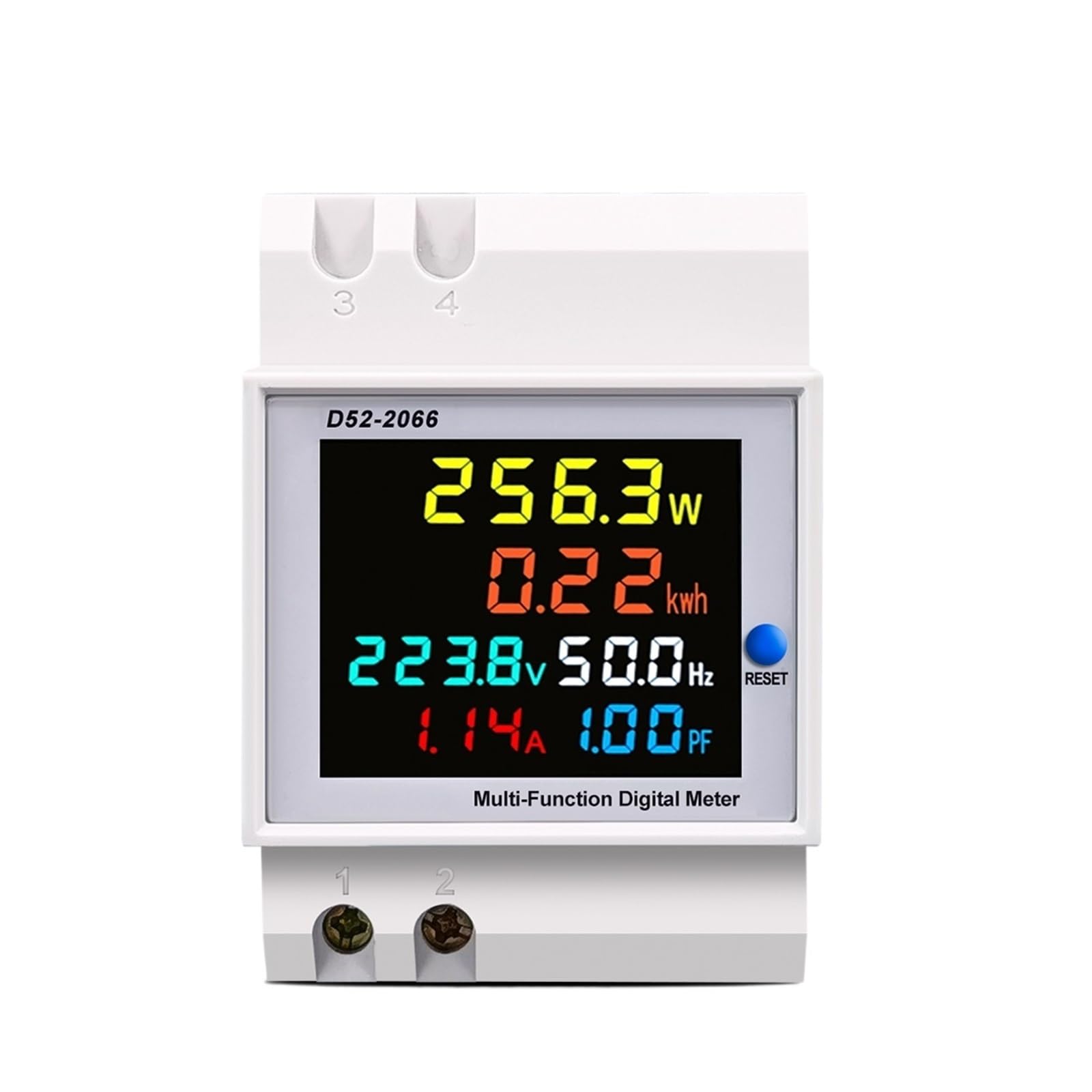 Medidor de energía DIN Rail AC 6 en 1 110V 220V 380V 100A Factor de Potencia de Corriente de Voltaje medidor de frecuencia de energía eléctrica KWH Activo Volt AMP(External,AC 250-450V 100A)